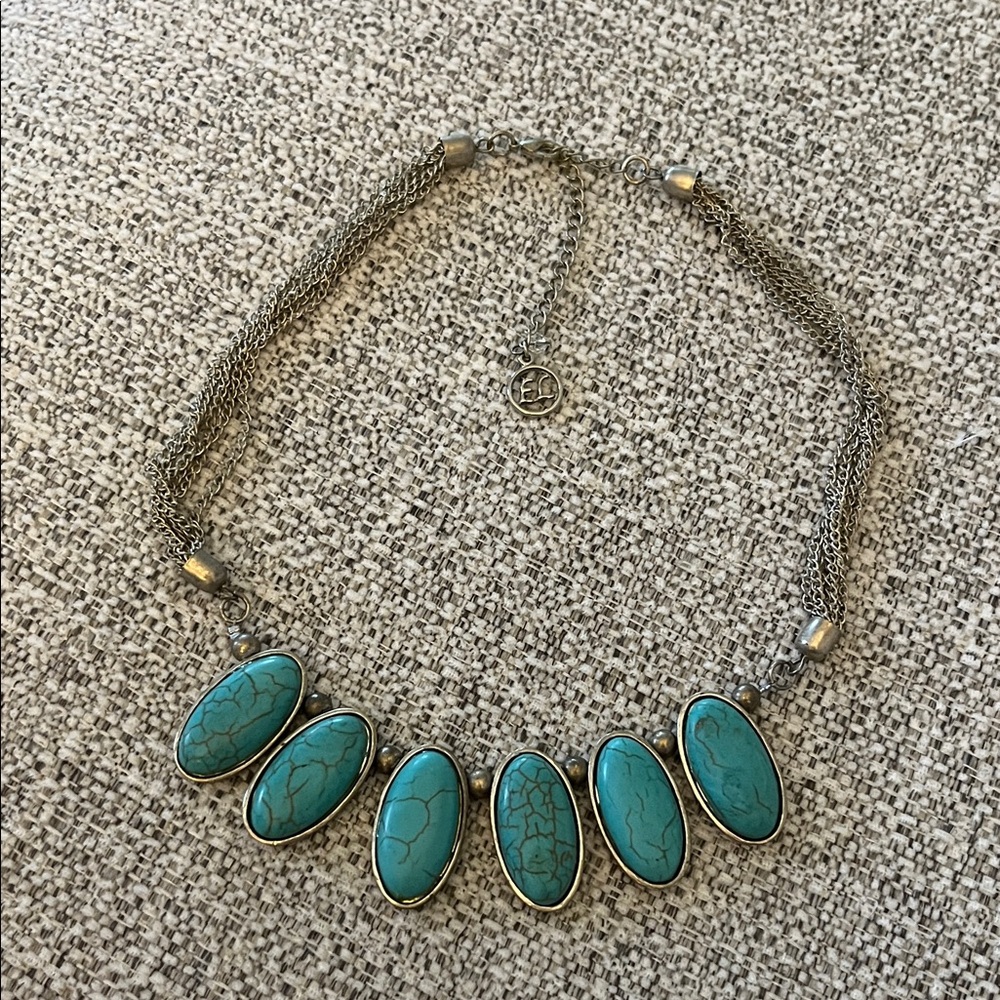 Erica Lyons Faux Turquoise SilverTone‎  Necklace